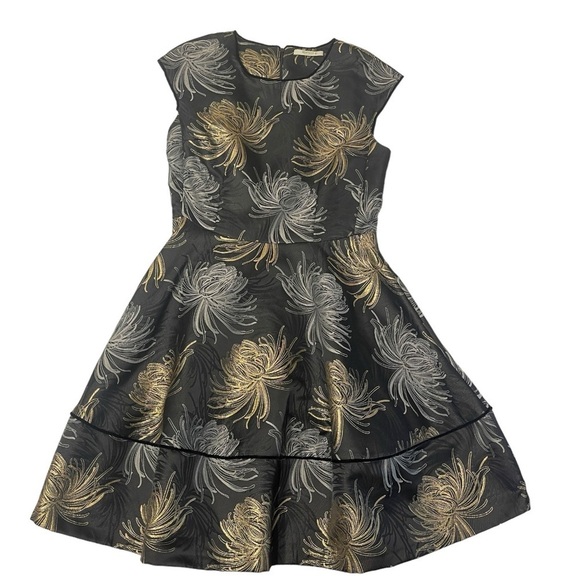 Beatrice b. Italia Floral Jacquard Shimmering Lurex Dress Women's 6 - Picture 4 of 15